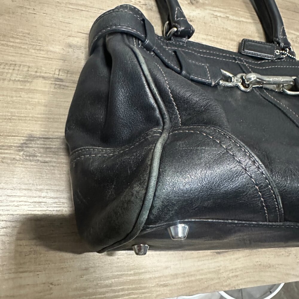 EUC Vintage Leather Coach Shoulder Bag Black - Picture 4 of 16